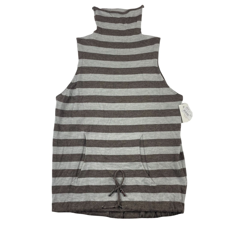 Eleventy Platinum Womens Sleeveless Striped Cashmere Turtle Neck Size Small NWT